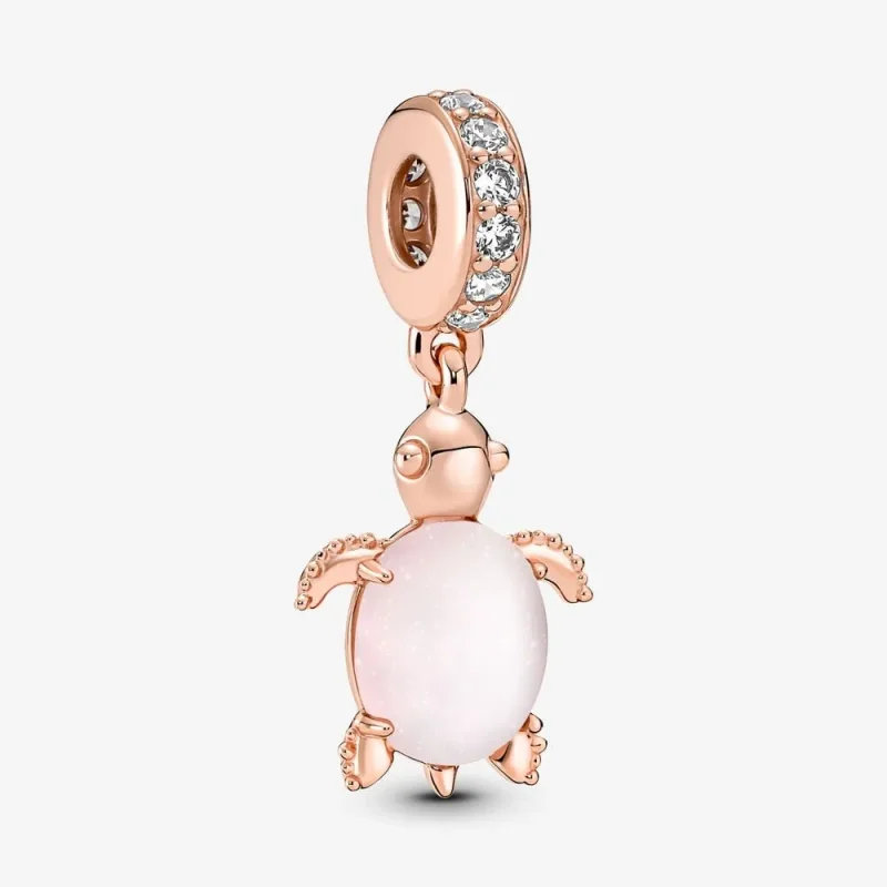 (kép) Pandora Muranói üveg rózsaszín tengeri teknős függő charm - 788939C01