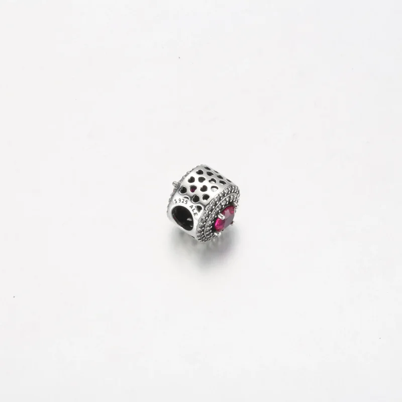 (kép) Pandora Piros Csillogó Kerek Báj Sterling Ezüst Charm - 792418c01 - Megtekintés 2
