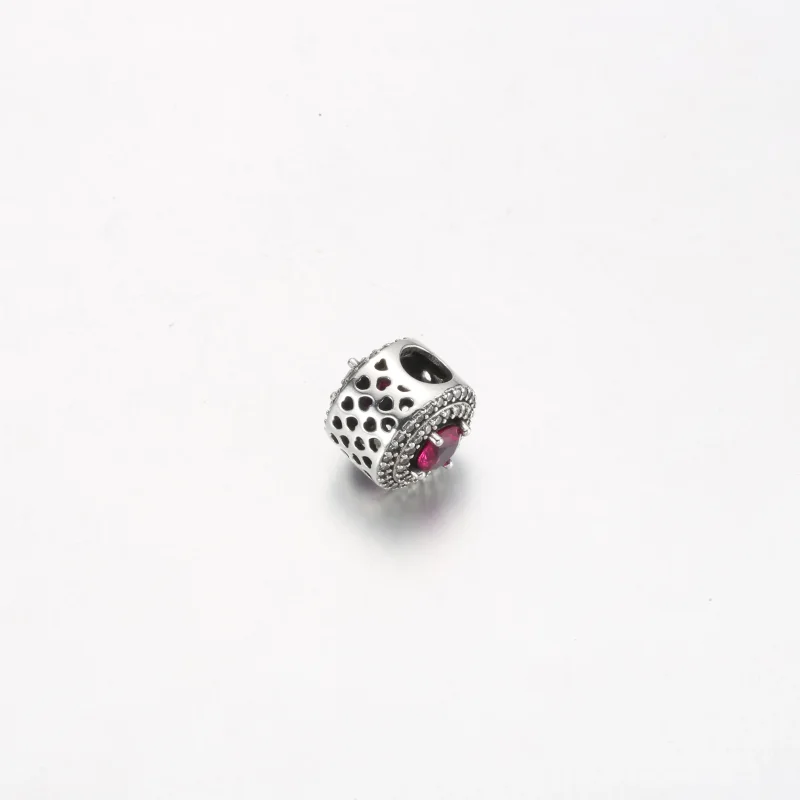 (kép) Pandora Piros Csillogó Kerek Báj Sterling Ezüst Charm - 792418c01 - Megtekintés 3