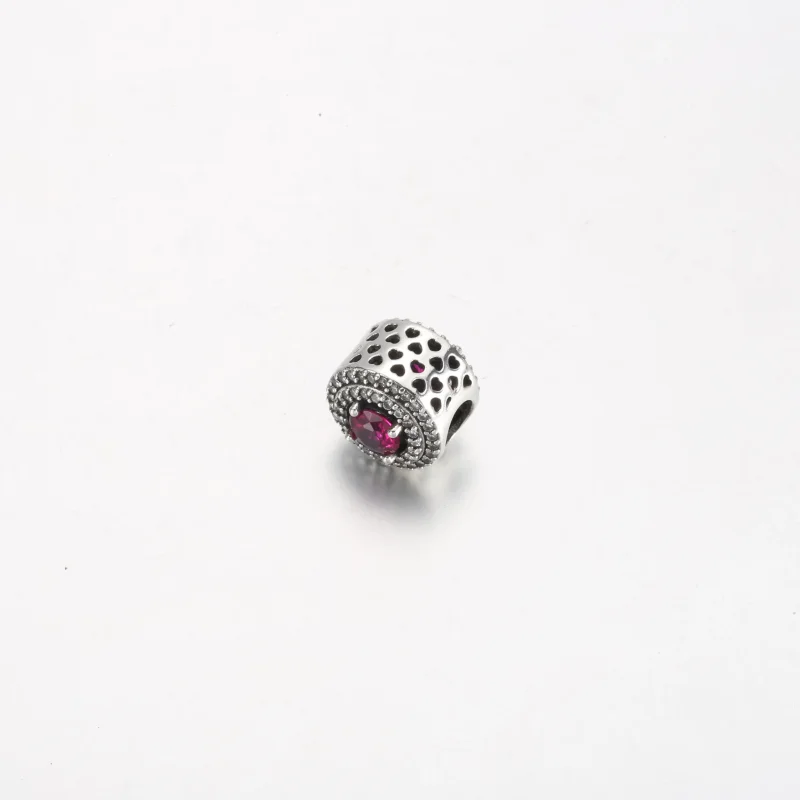 (kép) Pandora Piros Csillogó Kerek Báj Sterling Ezüst Charm - 792418c01 - Megtekintés 4