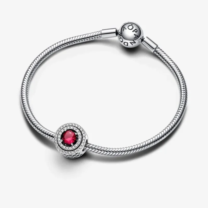 (kép) Pandora Piros Csillogó Kerek Báj Sterling Ezüst Charm - 792418c01 - Megtekintés 6