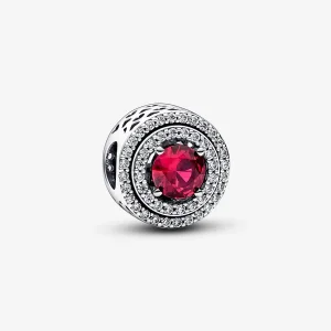 (kép) Pandora Piros Csillogó Kerek Báj Sterling Ezüst Charm - 792418c01