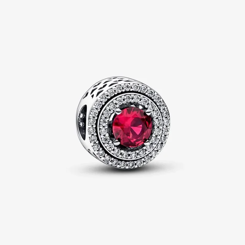 (kép) Pandora Piros Csillogó Kerek Báj Sterling Ezüst Charm - 792418c01
