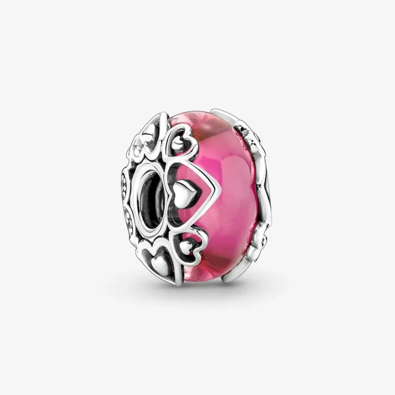 (kép) Pandora Reveal Your Love Pink Murano Glass Charm - 791159C00