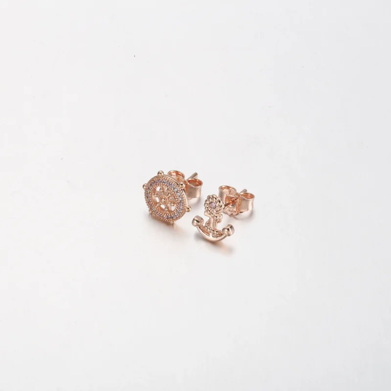 (kép) PANDORA Rose gold Sparkling Rudder and anchor Stud Earrings - P-D-3739 - P-D-373 - Megtekintés 2