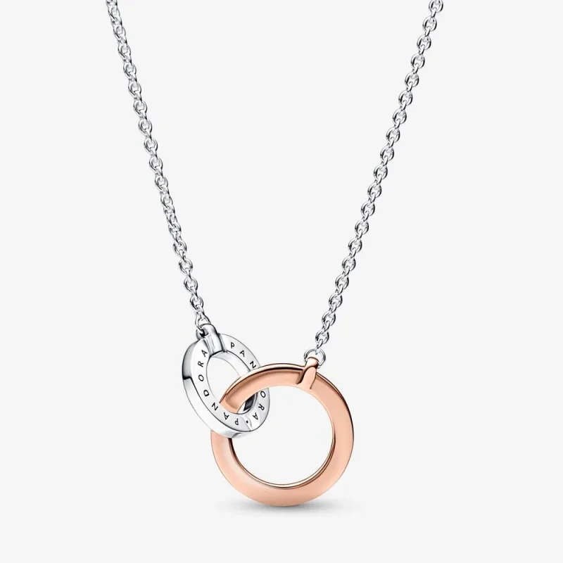 (kép) Pandora Signature kéttónusú összefonódó karika nyaklánc - 382778C01 - Megtekintés 2