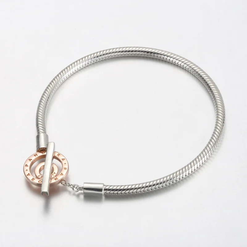 (kép) Pandora Signature kéttónusú T-kapcsos kígyólánc karkötő - 582309C00 - Megtekintés 2