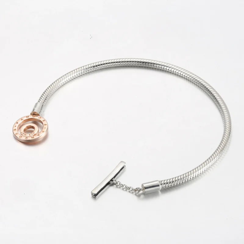 (kép) Pandora Signature kéttónusú T-kapcsos kígyólánc karkötő - 582309C00 - Megtekintés 3