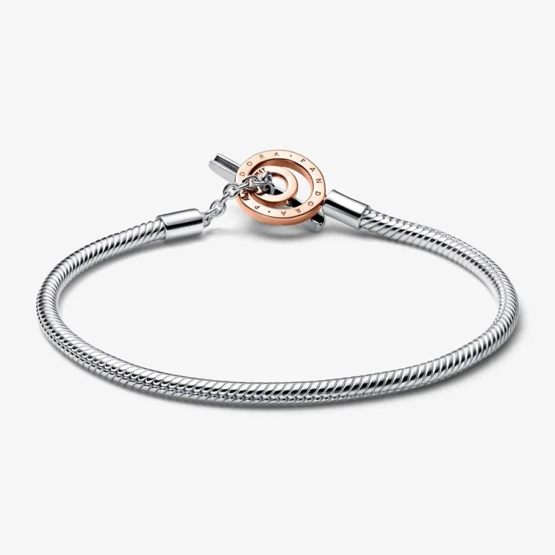 (kép) Pandora Signature kéttónusú T-kapcsos kígyólánc karkötő - 582309C00 - Megtekintés 6