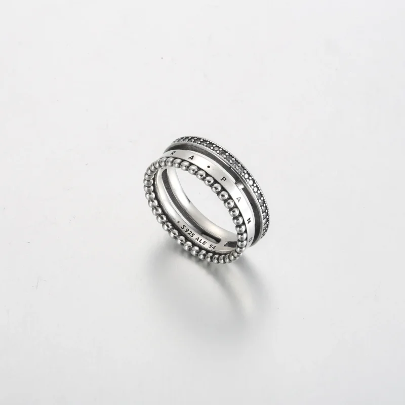 (kép) Pandora Signature logó pavé és gyöngyök gyűrű - 192312C01 - Megtekintés 5