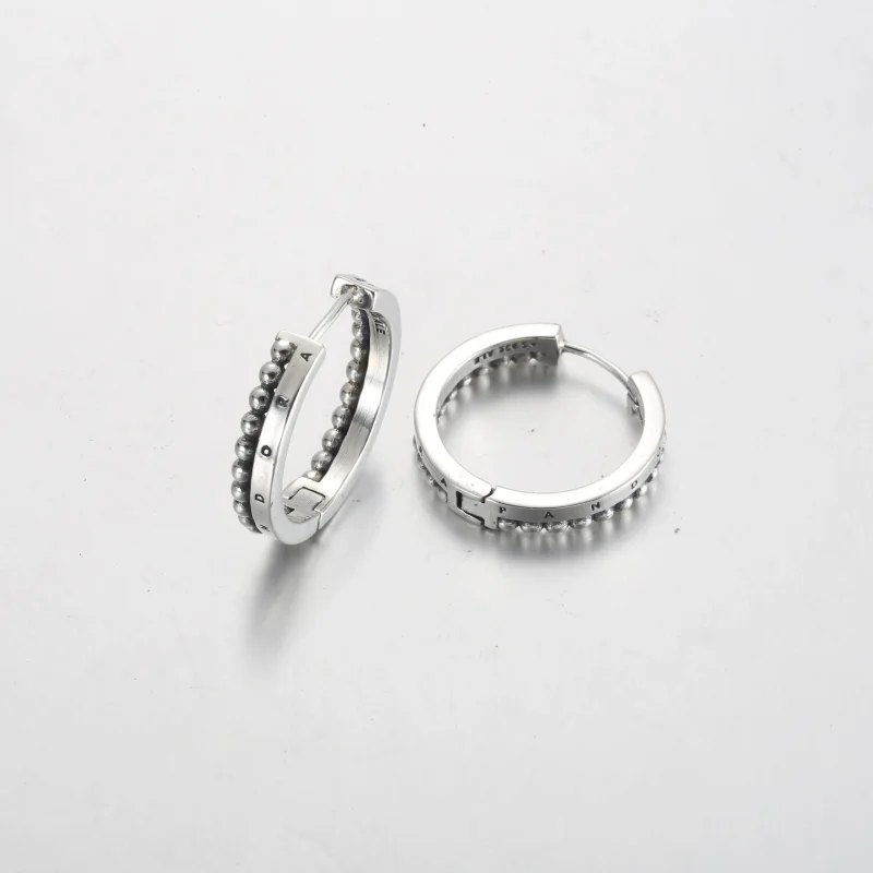 (kép) Pandora Signature Logo & Beads Hoop Earrings - 292310C00 - Megtekintés 4