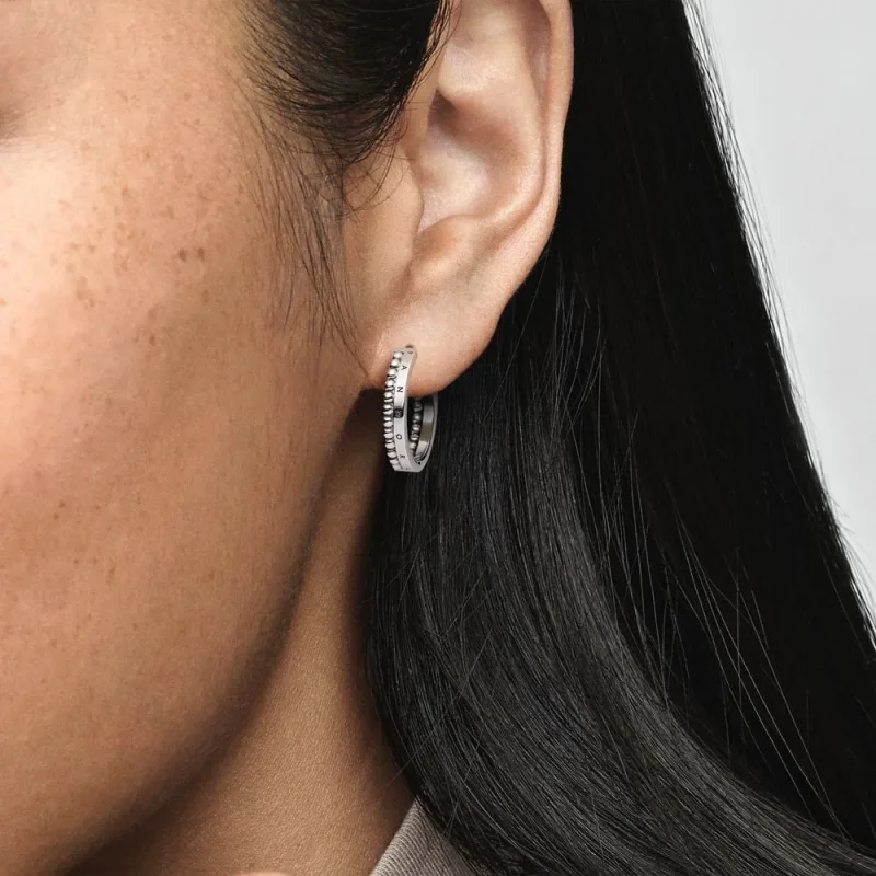 (kép) Pandora Signature Logo & Beads Hoop Earrings - 292310C00 - Megtekintés 6