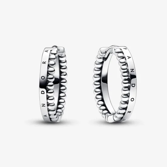 (kép) Pandora Signature Logo & Beads Hoop Earrings - 292310C00