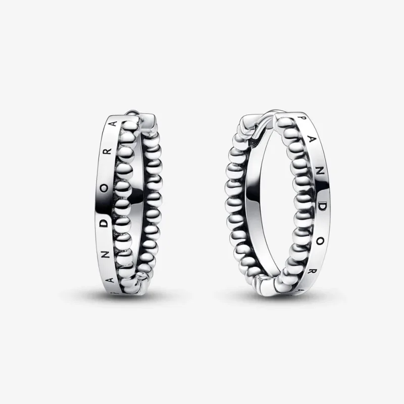 (kép) Pandora Signature Logo & Beads Hoop Earrings - 292310C00