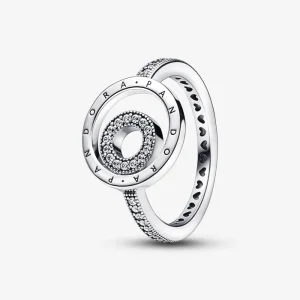 (kép) Pandora Signature logós karikák pavé gyűrű - 192316C01