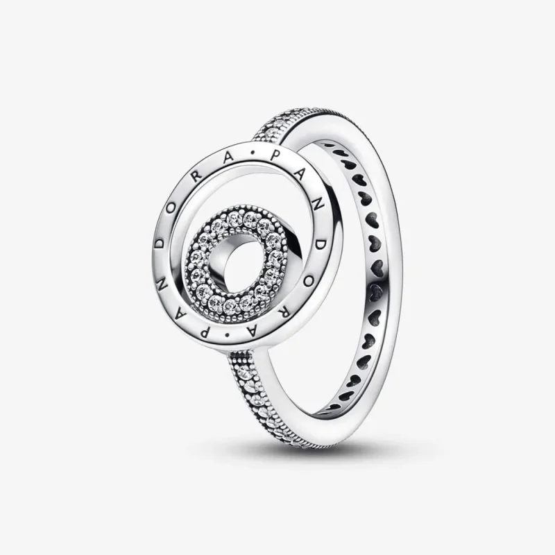 (kép) Pandora Signature logós karikák pavé gyűrű - 192316C01