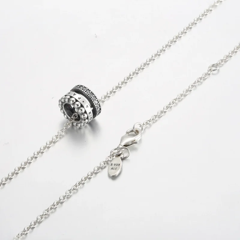 (kép) Pandora Signature logós pavé és gyöngyök medál és nyaklánc - 392311C01 - Megtekintés 4