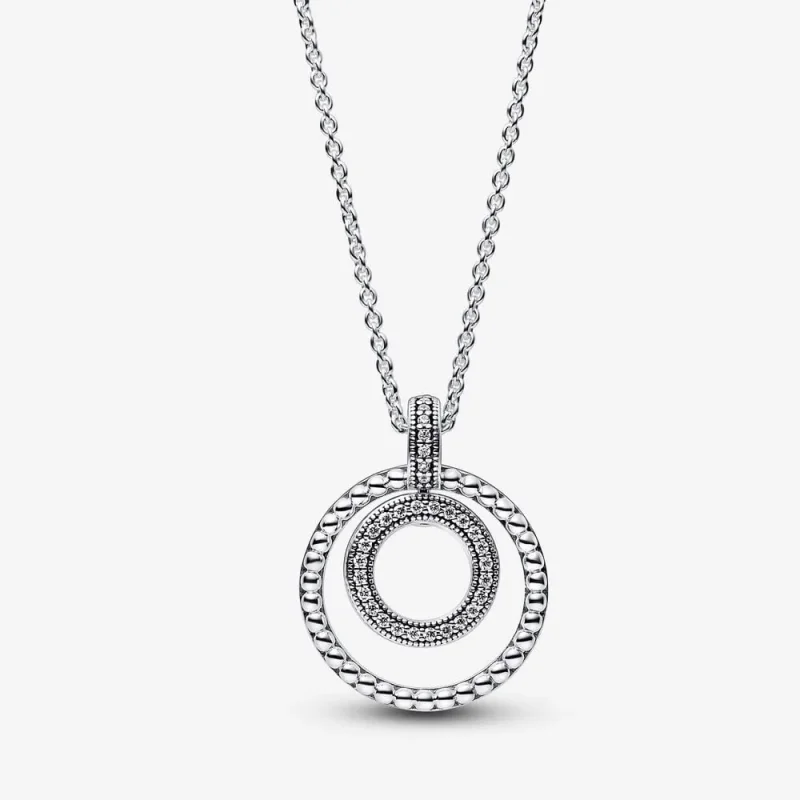 (kép) Pandora Signature pavé és gyöngyök medál és nyaklánc - 392308C01