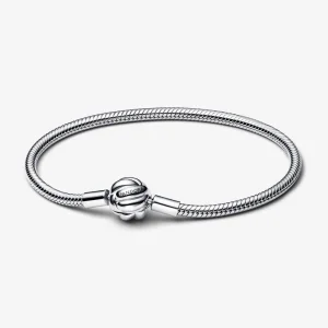 Pandora Snake chain sterling silver bracelet with love knot clasp - 592422C00 (kép) Pandora Snake chain sterling silver bracelet with love knot clasp - 592422C00