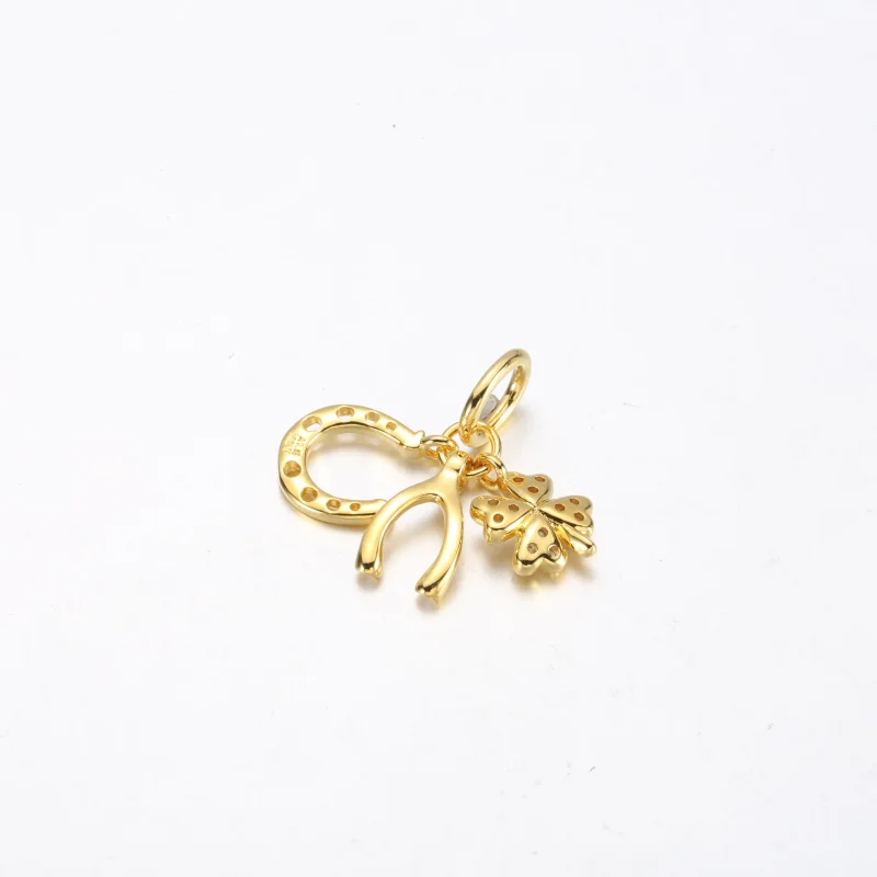 (kép) Pandora Szerencsés lóhere, Wishbone & Patkó Dangle Charm - 752337c01 - Megtekintés 3