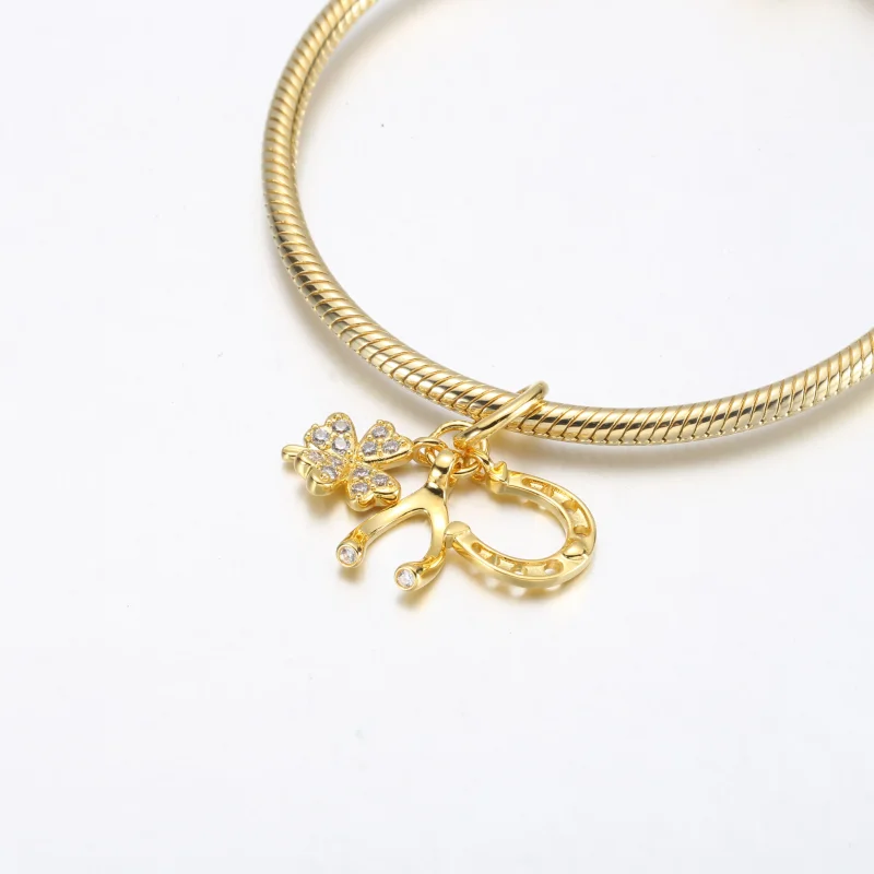 (kép) Pandora Szerencsés lóhere, Wishbone & Patkó Dangle Charm - 752337c01 - Megtekintés 4