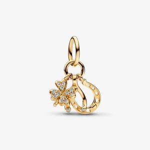 (kép) Pandora Szerencsés lóhere, Wishbone & Patkó Dangle Charm - 752337c01