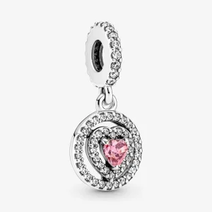 (kép) Pandora Szikrázó dupla glóriás szív függő charm - 791476C01