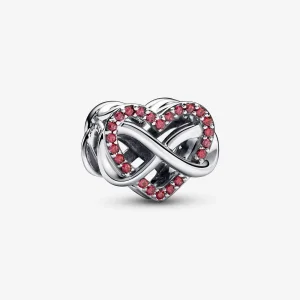 Pandora Szikrázó végtelen piros szív charm - 792246C01 (kép) Pandora Szikrázó végtelen piros szív charm - 792246C01