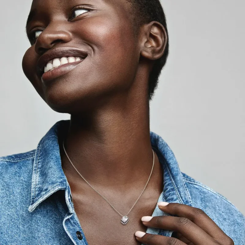 (kép) Pandora "Téglalap alakú csillogó halo" collier nyaklánc - 392388C01 - Megtekintés 6
