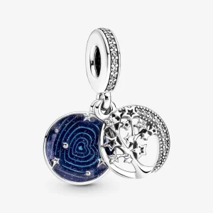 (kép) Fa, hold és galaxis dupla függő charm - 799645C01