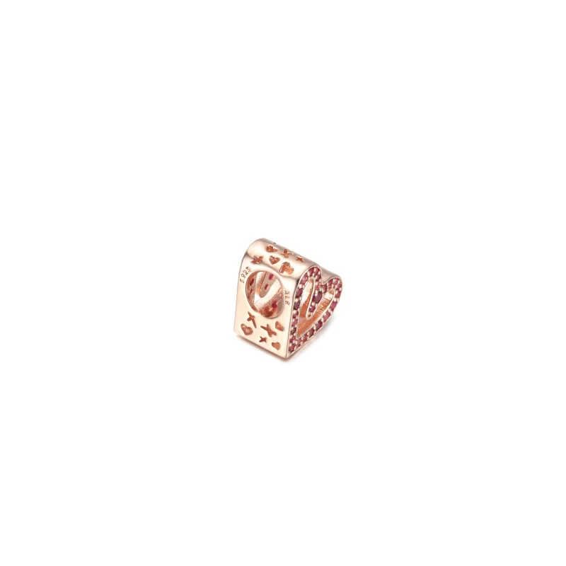 (kép) PANDORA csillogó rubinvörös rózsaszín szabadkézi szív Charm - 788692C02 - Megtekintés 3