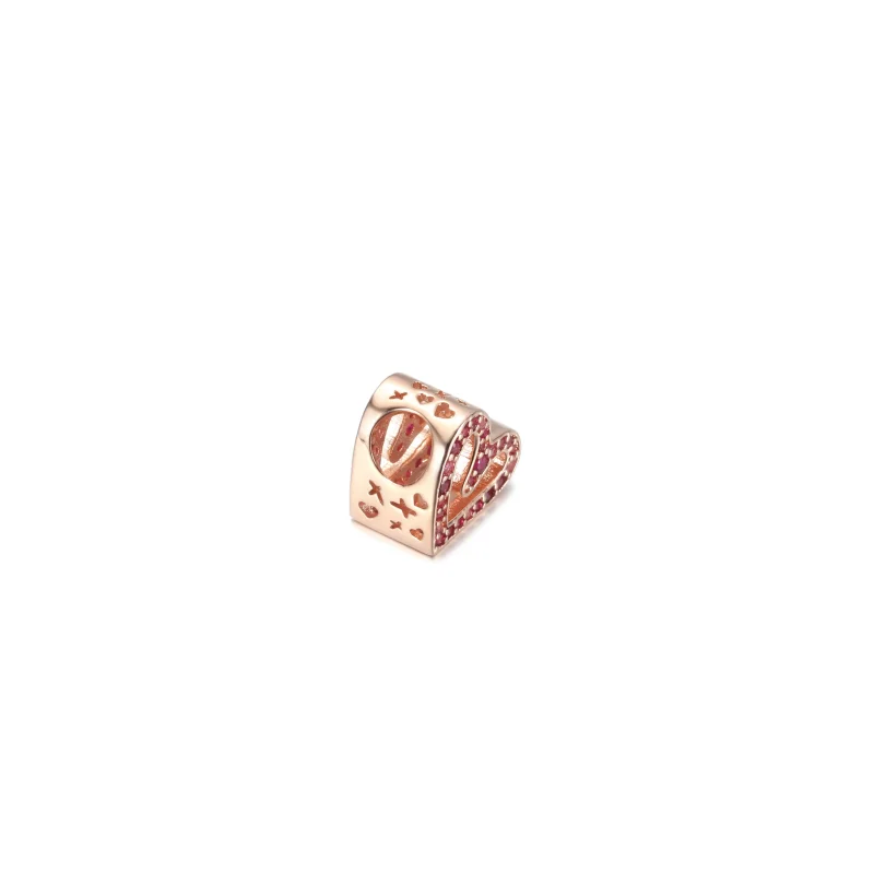 (kép) PANDORA csillogó rubinvörös rózsaszín szabadkézi szív Charm - 788692C02 - Megtekintés 4