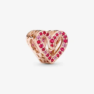(kép) PANDORA csillogó rubinvörös rózsaszín szabadkézi szív Charm - 788692C02