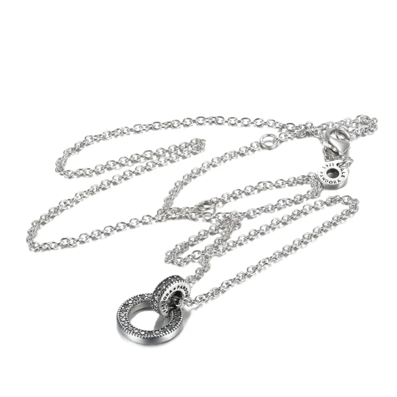 (kép) PANDORA ezüst kettős karika nyaklánc - 399487C01-45 - Megtekintés 5