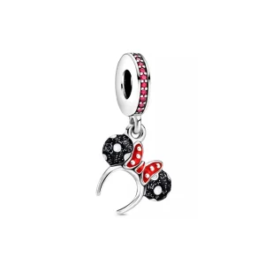 (kép) PANDORA Minnie egér fekete-fehér fül fejpánt Függő Charm - P400942464791