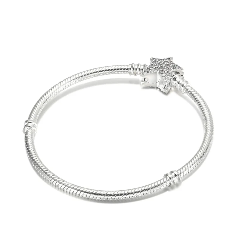 (kép) PANDORA Moments aszimmetrikus csillagkapcsos kígyólánc karkötő - 599639C01 - Megtekintés 2
