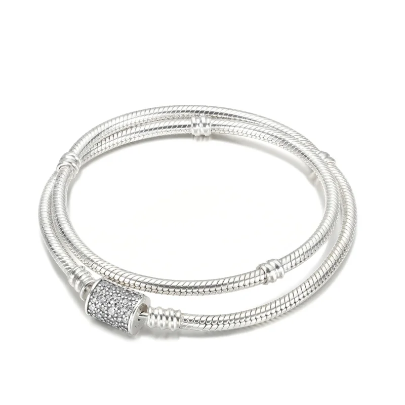 (kép) PANDORA Moments duplán feltekerhető hengerzáras kígyólánc karkötő - 599544C01-D - Megtekintés 2