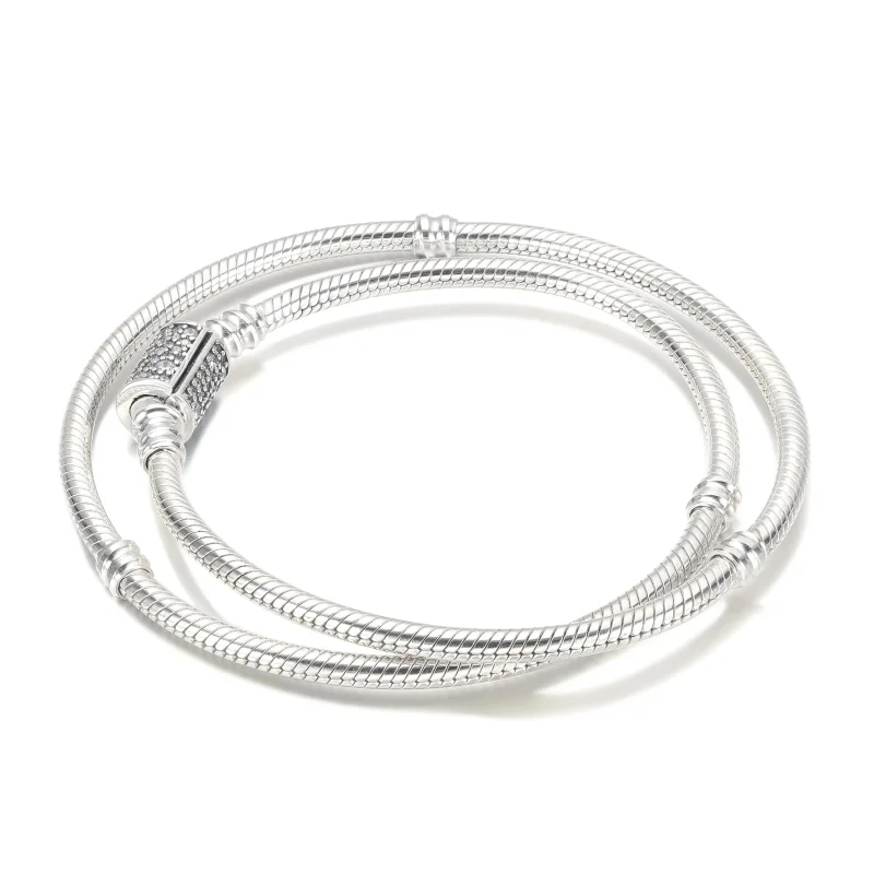 (kép) PANDORA Moments duplán feltekerhető hengerzáras kígyólánc karkötő - 599544C01-D - Megtekintés 3