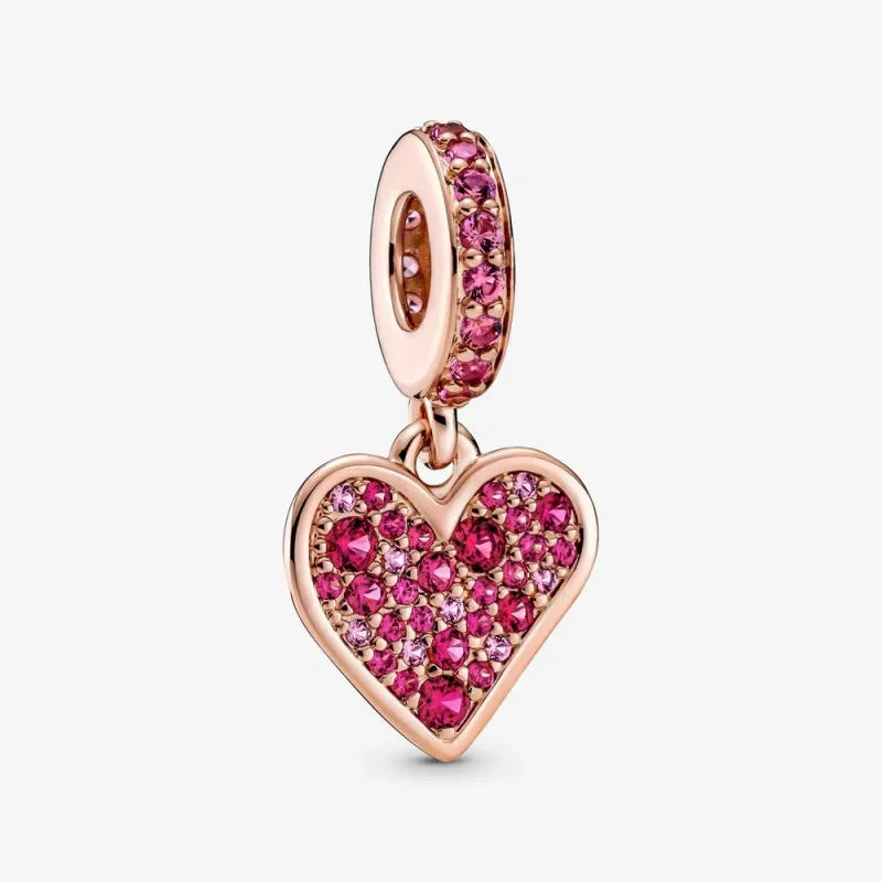 (kép) PANDORA Pavé Szabadkézi szív Függő Charm - 789565C01