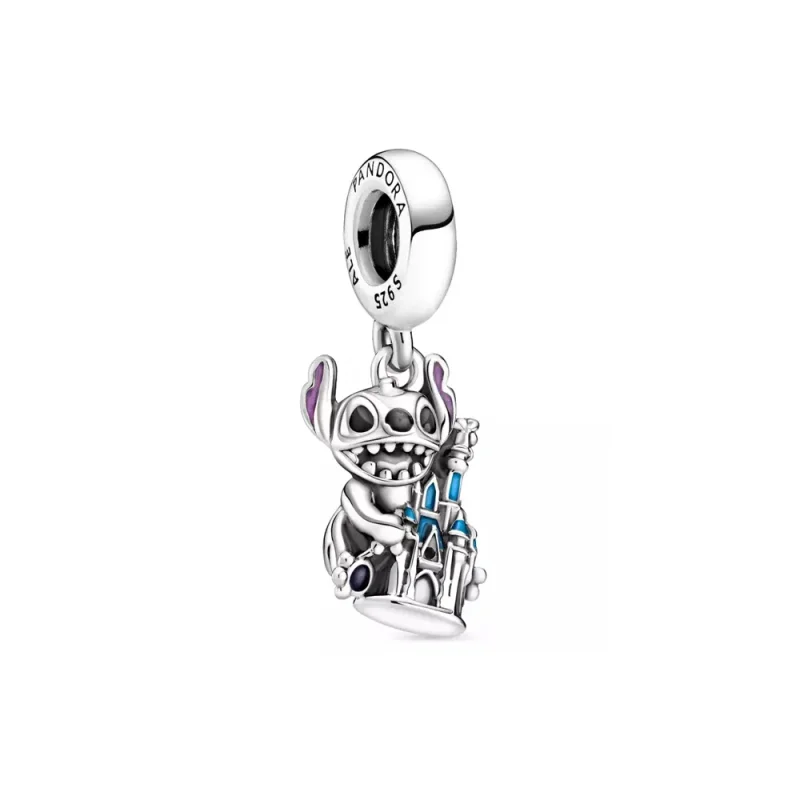 (kép) PANDORA Stitch és Fantasyland Castle Figurális Függő Charm - P400942464807