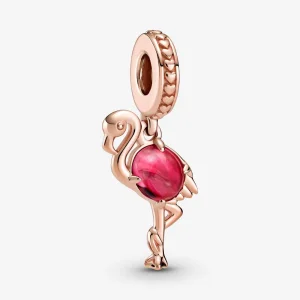 (kép) Rózsaszín muranói üveg flamingó függő charm - 789431C01