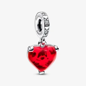 (kép) PANDORA Disney Mickey & Minnie Mouse csókpiros Muránó üveg függődísz - 792522C01