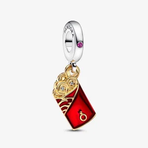 (kép) PANDORA Két színű Vörös Boríték Dangle Charm - 762470C01