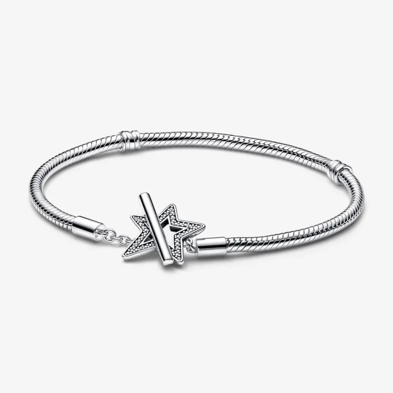 (kép) Pandora Moments Aszimmetrikus Csillag T-keresztcsont Kígyó Láncos Karkötő - 592357C01