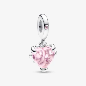 (kép) PANDORA Rózsaszín Családfa & Szív Függő Charm - 792654C01
