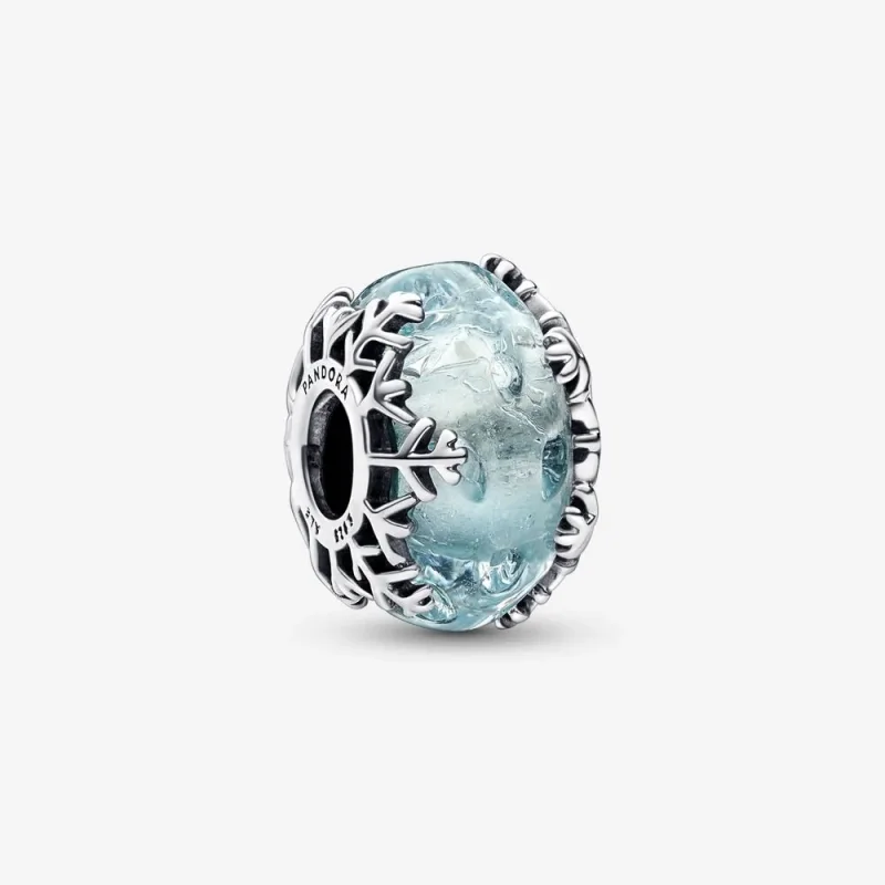 (kép) PANDORA Téli Kék Hópehely Murano Medál - 792377C00