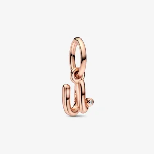 (kép) PANDORA U betű Script Betűcsat Dangle Charm - 782479C01