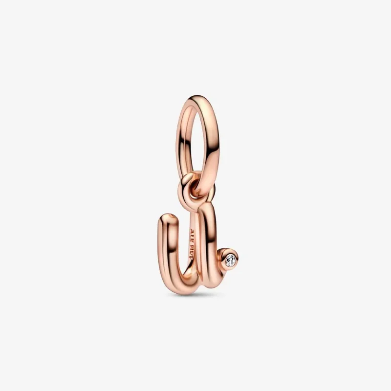 (kép) PANDORA U betű Script Betűcsat Dangle Charm - 782479C01