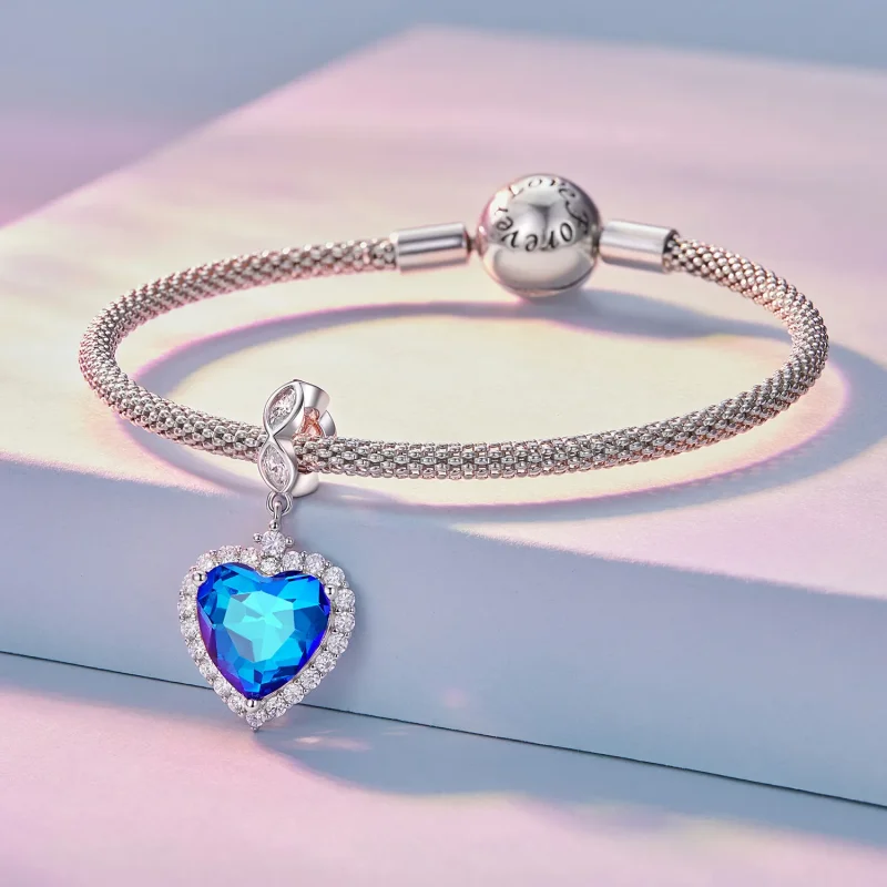 (kép) Pandora stílusú kék szív charm - BSC775 - Megtekintés 3