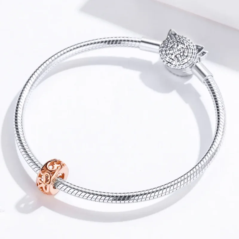 (kép) Pandora stílusú rózsaarany spacer charm - SCC716-C - Megtekintés 4